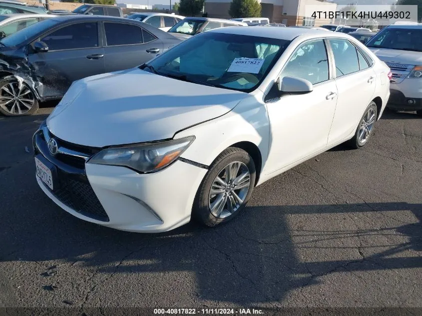 2017 Toyota Camry Se VIN: 4T1BF1FK4HU449302 Lot: 40817822