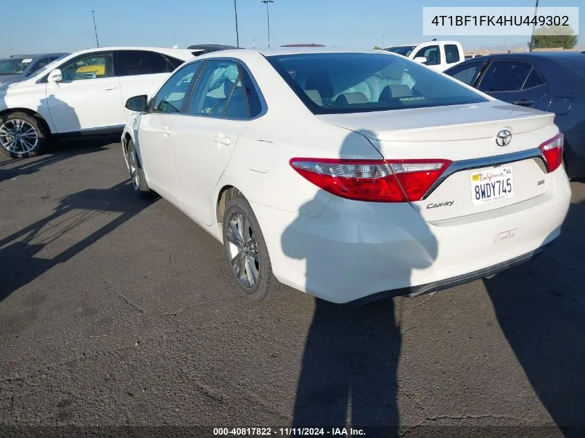 2017 Toyota Camry Se VIN: 4T1BF1FK4HU449302 Lot: 40817822