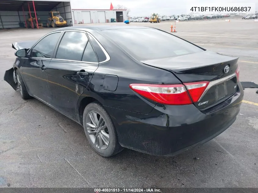 2017 Toyota Camry Se VIN: 4T1BF1FK0HU686837 Lot: 40831513