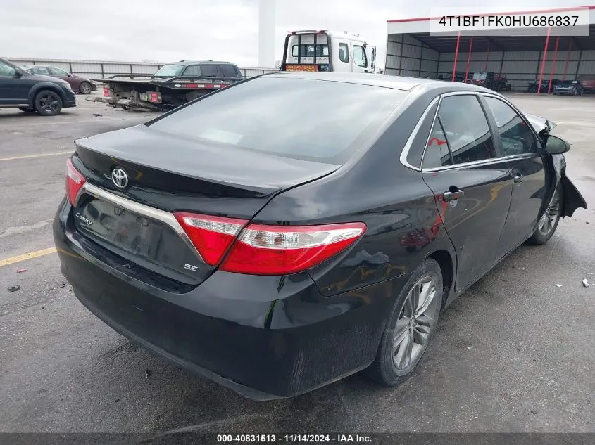 2017 Toyota Camry Se VIN: 4T1BF1FK0HU686837 Lot: 40831513