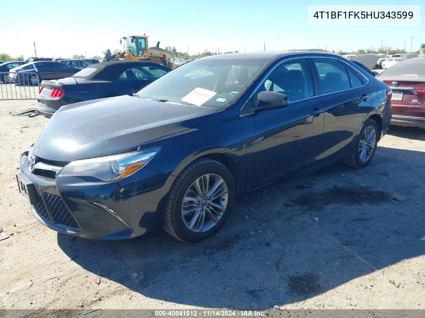 2017 Toyota Camry Se VIN: 4T1BF1FK5HU343599 Lot: 40841512