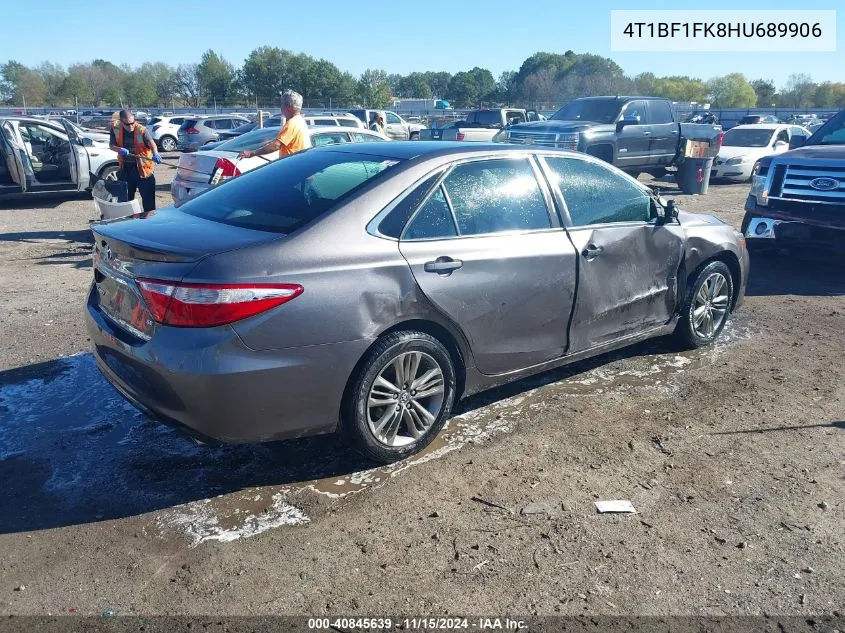 2017 Toyota Camry Se VIN: 4T1BF1FK8HU689906 Lot: 40845639