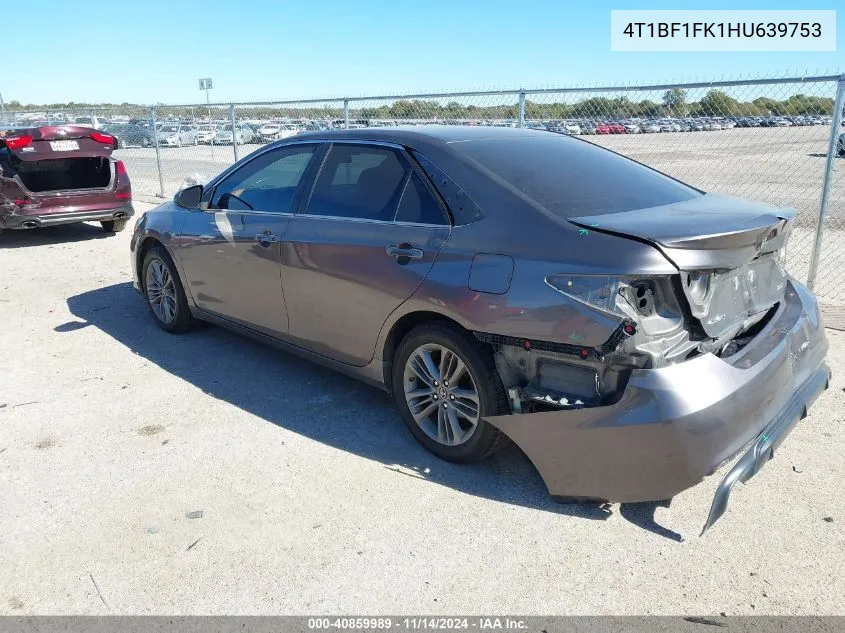 2017 Toyota Camry Se VIN: 4T1BF1FK1HU639753 Lot: 40859989