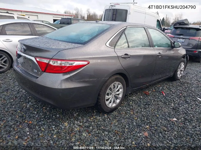 2017 Toyota Camry Hybrid Le VIN: 4T1BD1FK5HU204790 Lot: 40871189