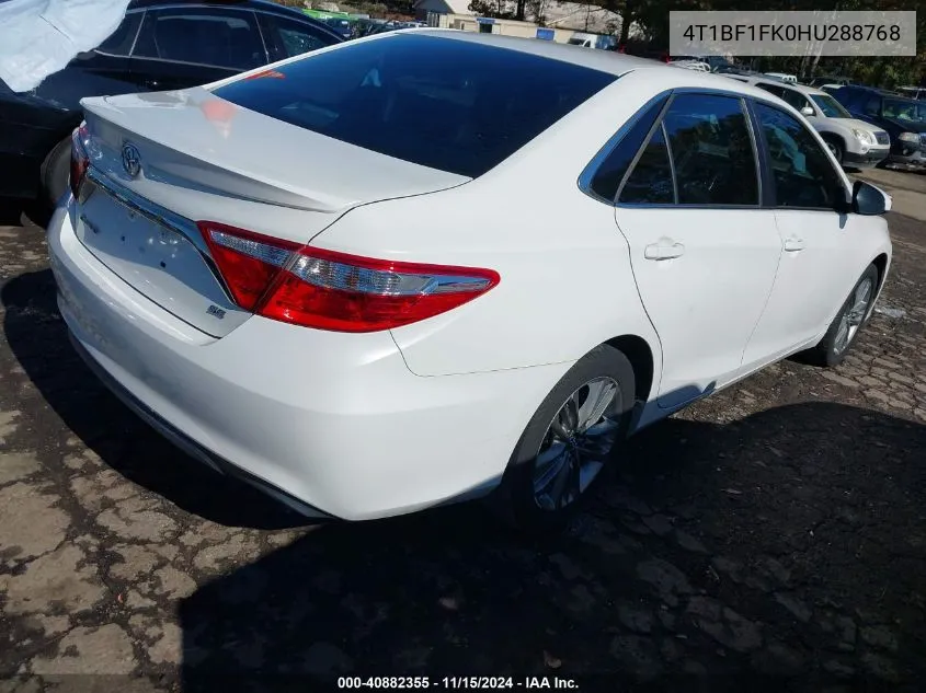 2017 Toyota Camry Se VIN: 4T1BF1FK0HU288768 Lot: 40882355