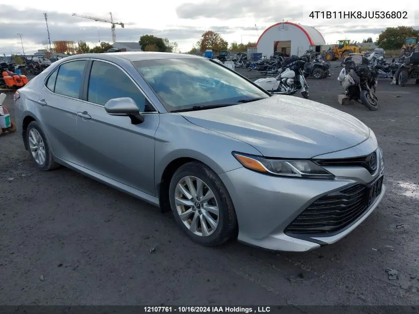 2018 Toyota Camry Le VIN: 4T1B11HK8JU536802 Lot: 12107761