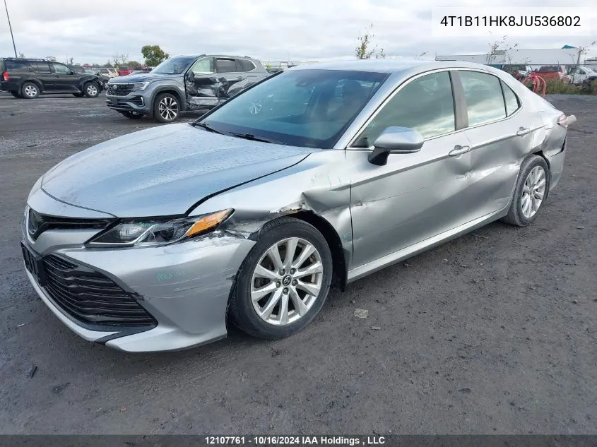 2018 Toyota Camry Le VIN: 4T1B11HK8JU536802 Lot: 12107761