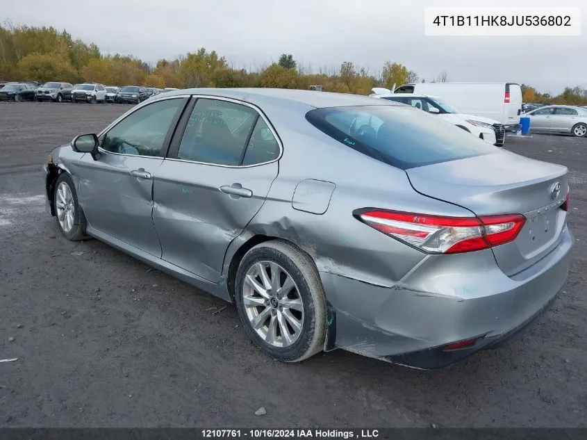 2018 Toyota Camry Le VIN: 4T1B11HK8JU536802 Lot: 12107761