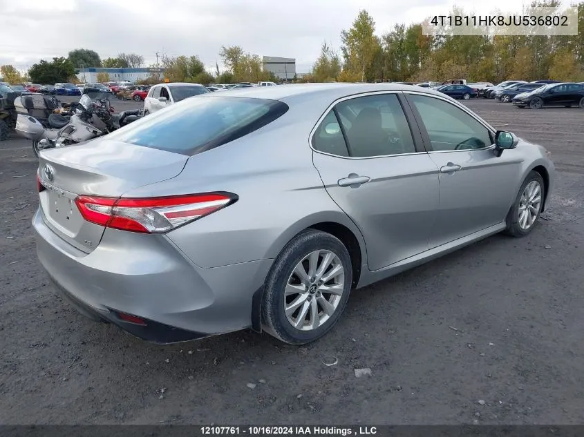 2018 Toyota Camry Le VIN: 4T1B11HK8JU536802 Lot: 12107761