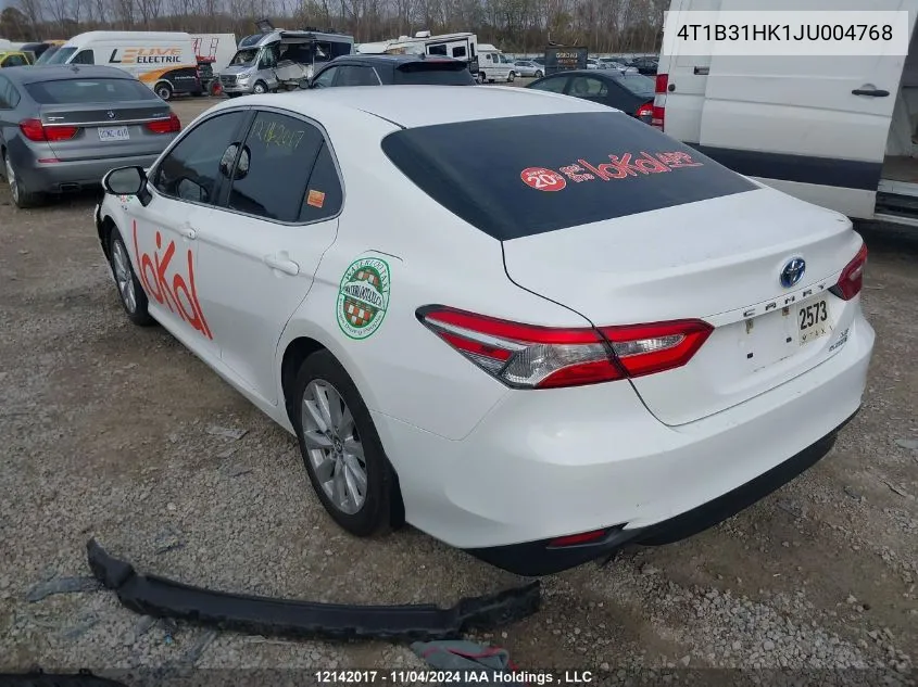 2018 Toyota Camry Le VIN: 4T1B31HK1JU004768 Lot: 12142017