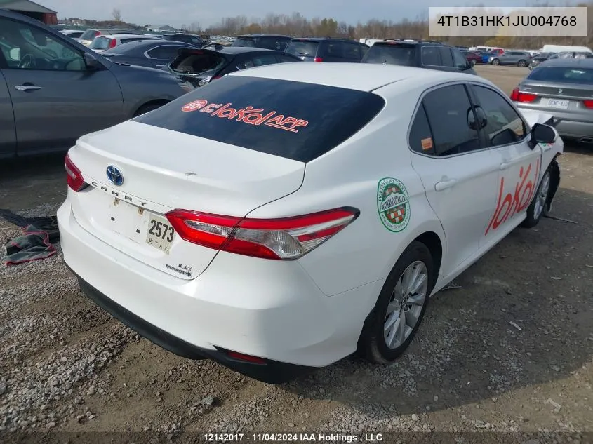 2018 Toyota Camry Le VIN: 4T1B31HK1JU004768 Lot: 12142017