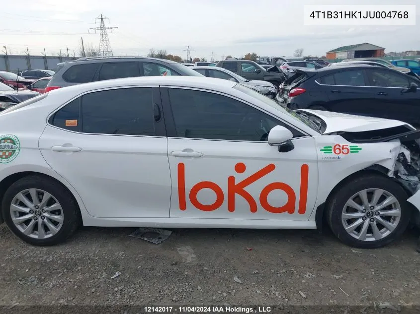 2018 Toyota Camry Le VIN: 4T1B31HK1JU004768 Lot: 12142017