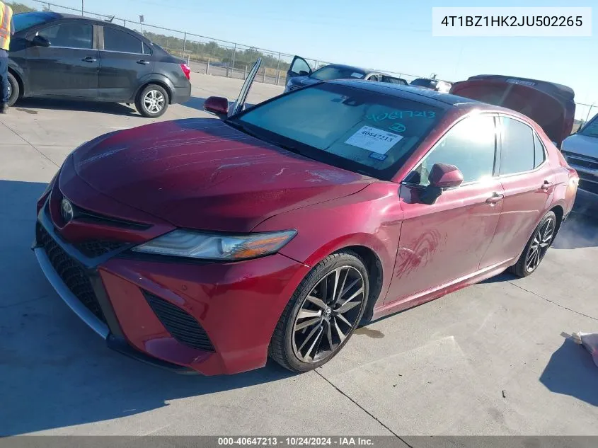 2018 Toyota Camry Xse/Xle VIN: 4T1BZ1HK2JU502265 Lot: 40647213