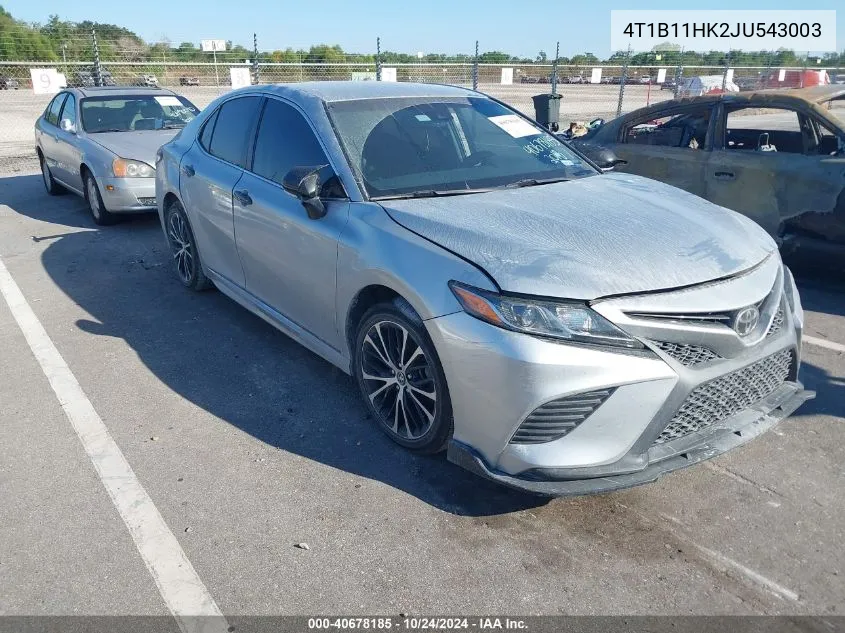 2018 Toyota Camry Se VIN: 4T1B11HK2JU543003 Lot: 40678185