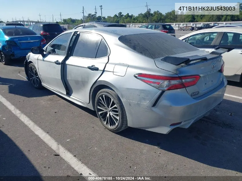 2018 Toyota Camry Se VIN: 4T1B11HK2JU543003 Lot: 40678185