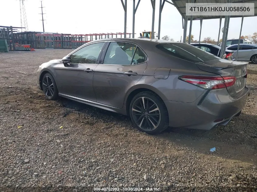 2018 Toyota Camry Xse VIN: 4T1B61HK0JU058506 Lot: 40702092