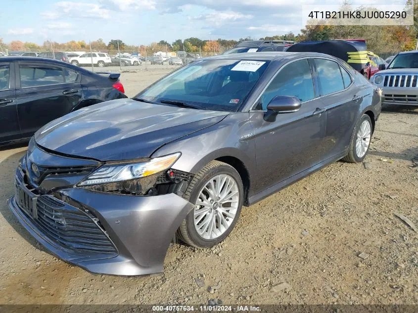 2018 Toyota Camry Hybrid Xle VIN: 4T1B21HK8JU005290 Lot: 40757634