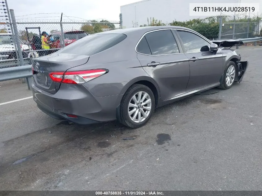 2018 Toyota Camry Le VIN: 4T1B11HK4JU028519 Lot: 40758835