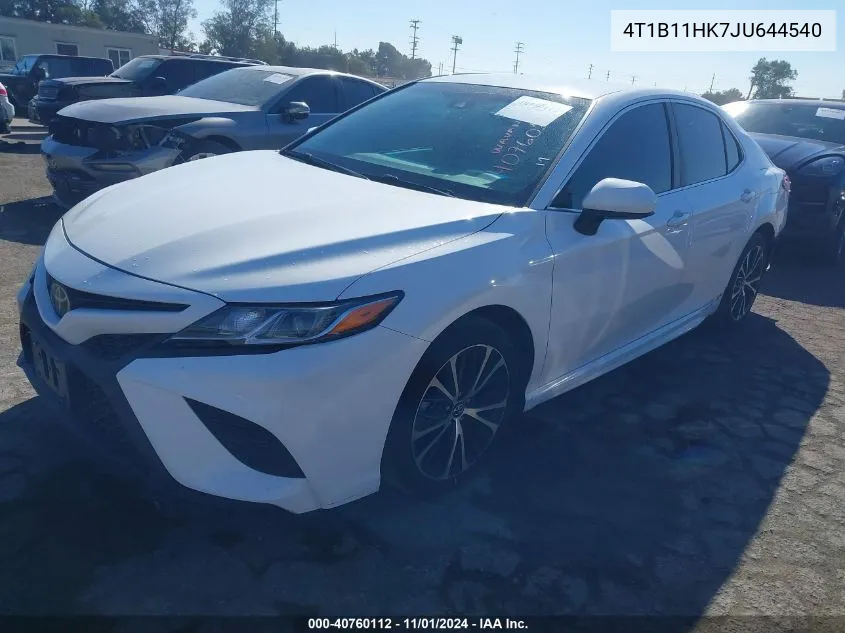 2018 Toyota Camry Se VIN: 4T1B11HK7JU644540 Lot: 40760112