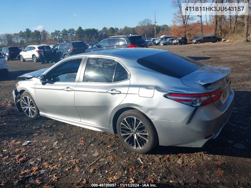 2018 Toyota Camry Se VIN: 4T1B11HK3JU643157 Lot: 40789897