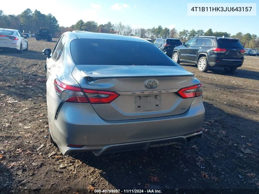 2018 Toyota Camry Se VIN: 4T1B11HK3JU643157 Lot: 40789897