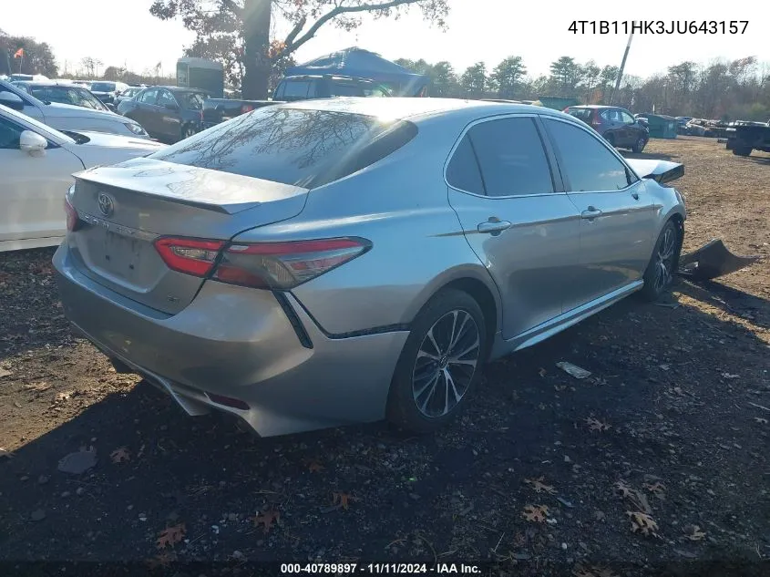 2018 Toyota Camry Se VIN: 4T1B11HK3JU643157 Lot: 40789897