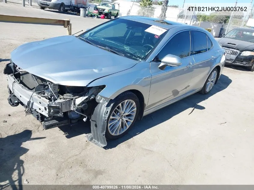 2018 Toyota Camry Hybrid Xle VIN: 4T1B21HK2JU003762 Lot: 40799826