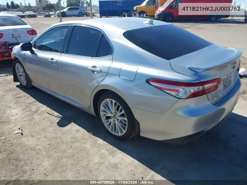 2018 Toyota Camry Hybrid Xle VIN: 4T1B21HK2JU003762 Lot: 40799826