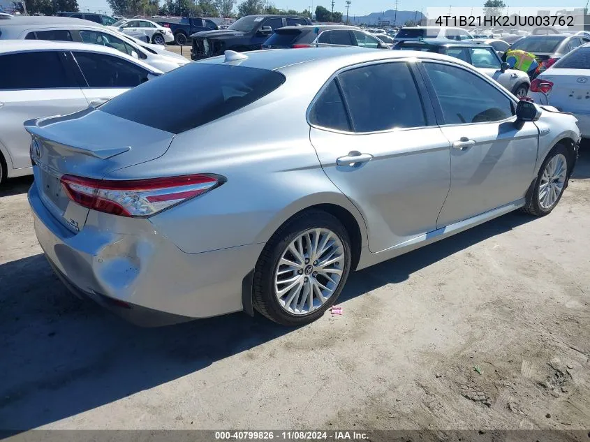 2018 Toyota Camry Hybrid Xle VIN: 4T1B21HK2JU003762 Lot: 40799826