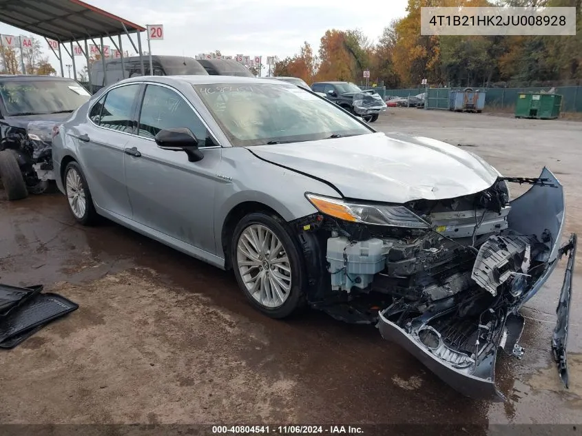 2018 Toyota Camry Hybrid Xle VIN: 4T1B21HK2JU008928 Lot: 40804541