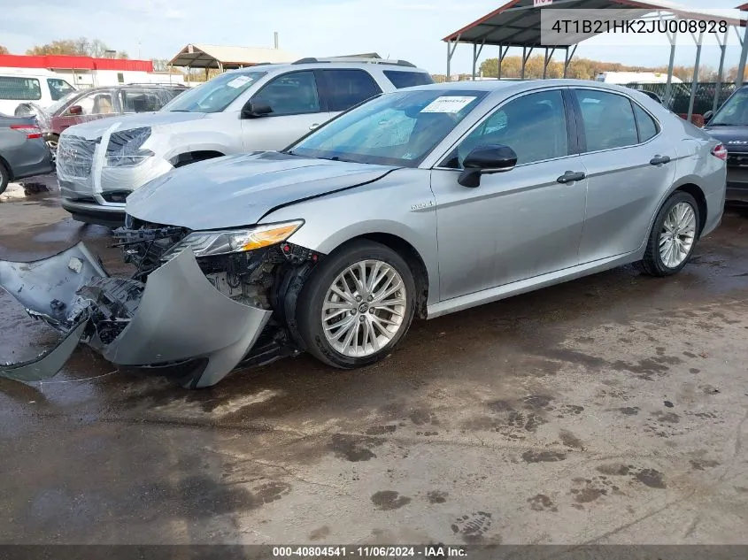 2018 Toyota Camry Hybrid Xle VIN: 4T1B21HK2JU008928 Lot: 40804541