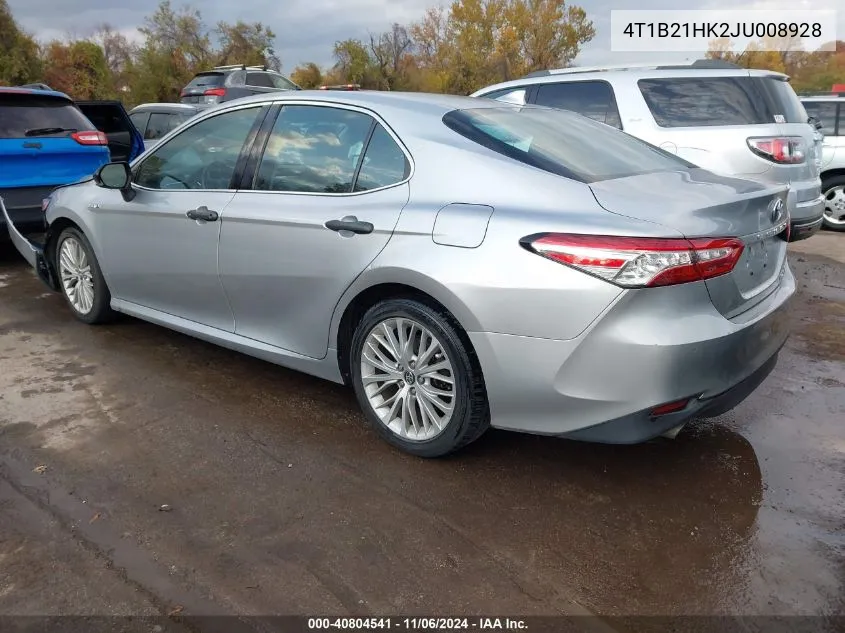 2018 Toyota Camry Hybrid Xle VIN: 4T1B21HK2JU008928 Lot: 40804541