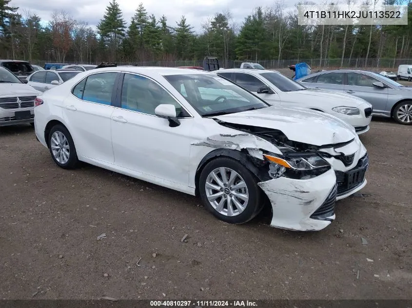 2018 Toyota Camry Le VIN: 4T1B11HK2JU113522 Lot: 40810297