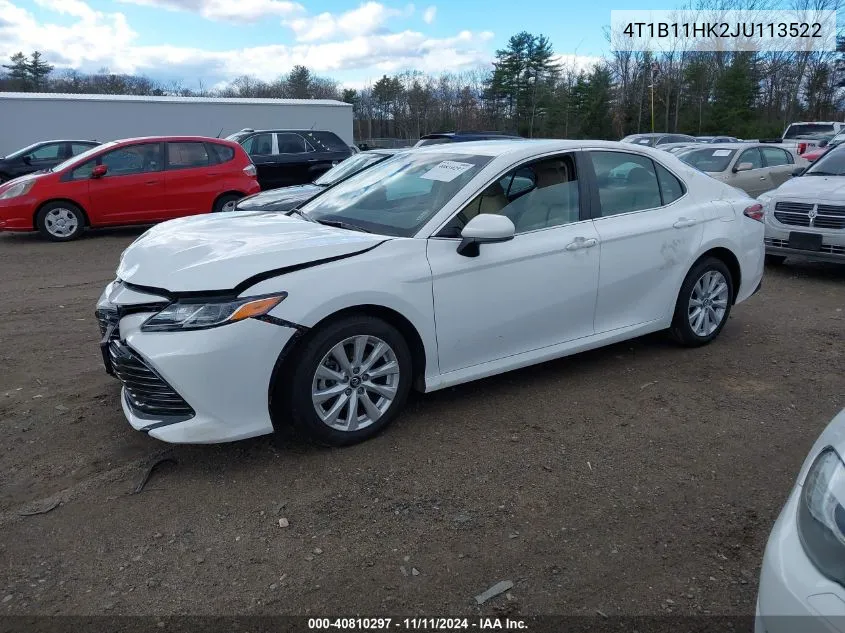 2018 Toyota Camry Le VIN: 4T1B11HK2JU113522 Lot: 40810297