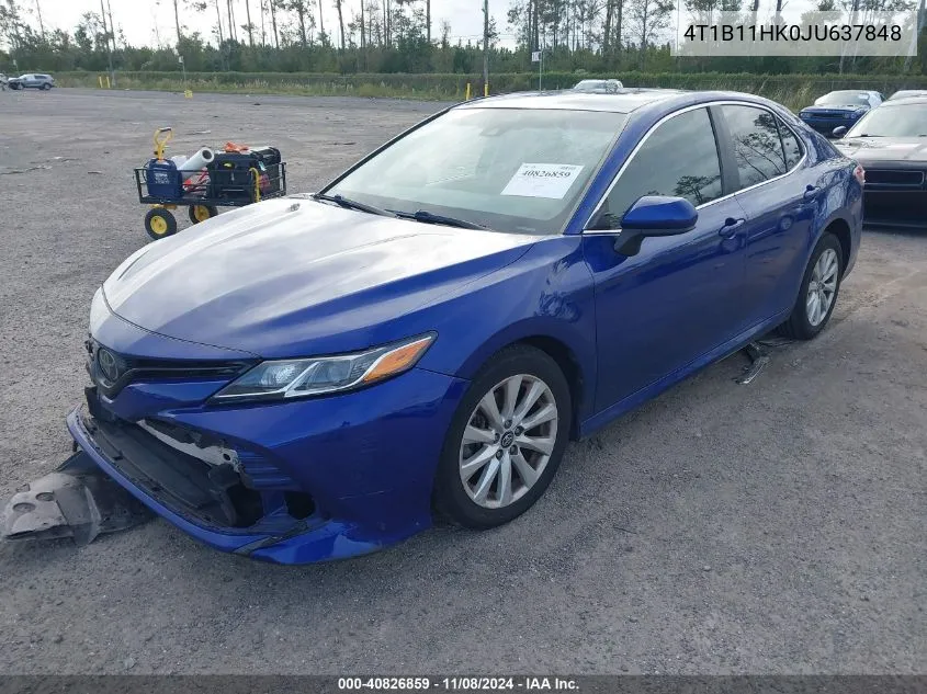 2018 Toyota Camry Le VIN: 4T1B11HK0JU637848 Lot: 40826859