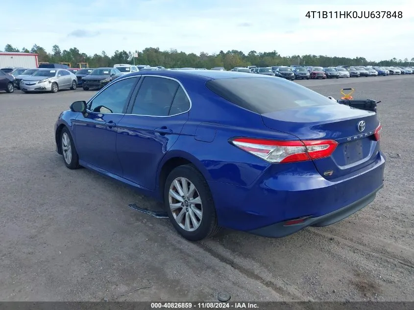 2018 Toyota Camry Le VIN: 4T1B11HK0JU637848 Lot: 40826859