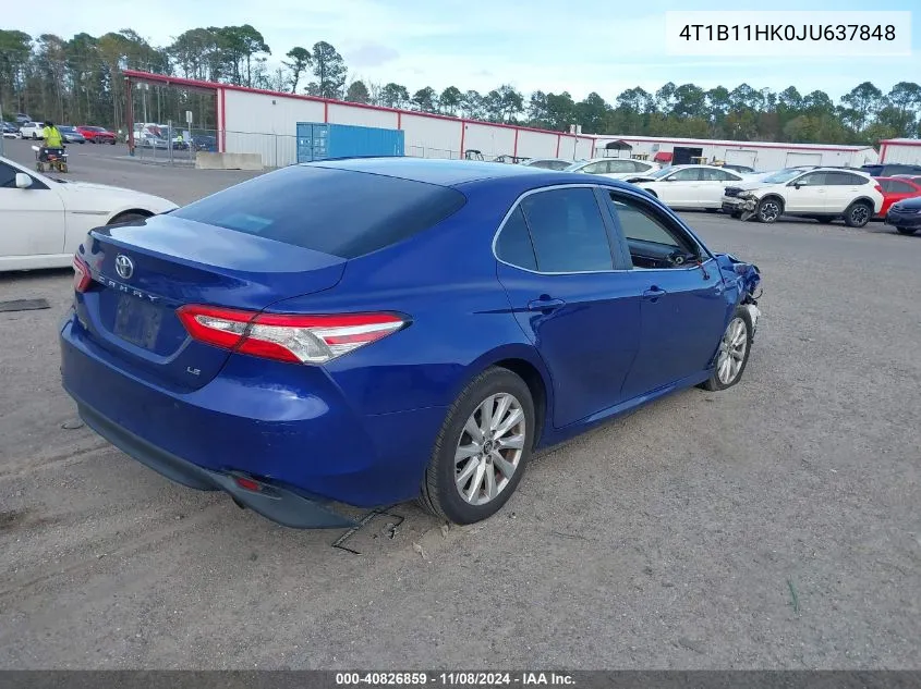 2018 Toyota Camry Le VIN: 4T1B11HK0JU637848 Lot: 40826859