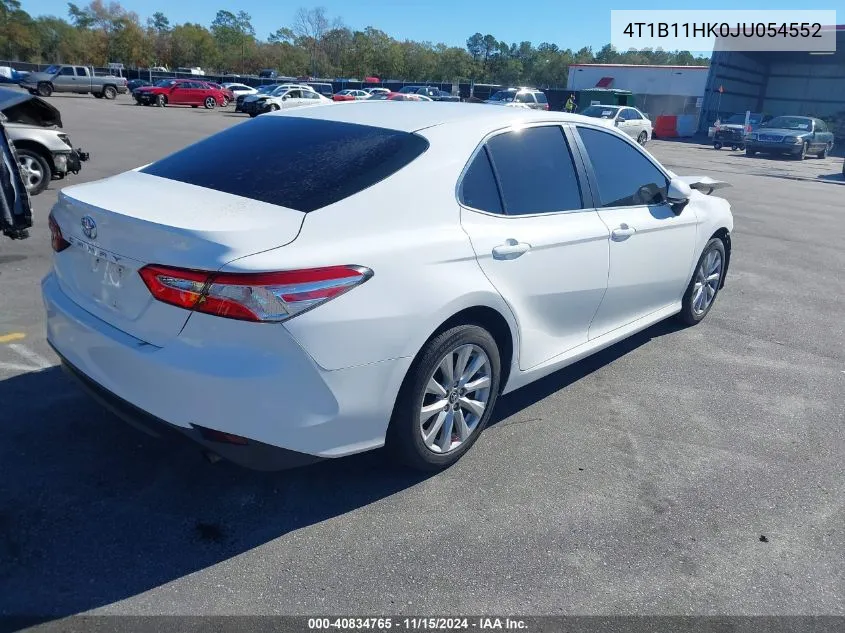 2018 Toyota Camry Le VIN: 4T1B11HK0JU054552 Lot: 40834765