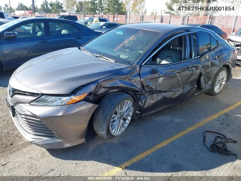 2018 Toyota Camry Hybrid Xle VIN: 4T1B21HK8JU001854 Lot: 40838369