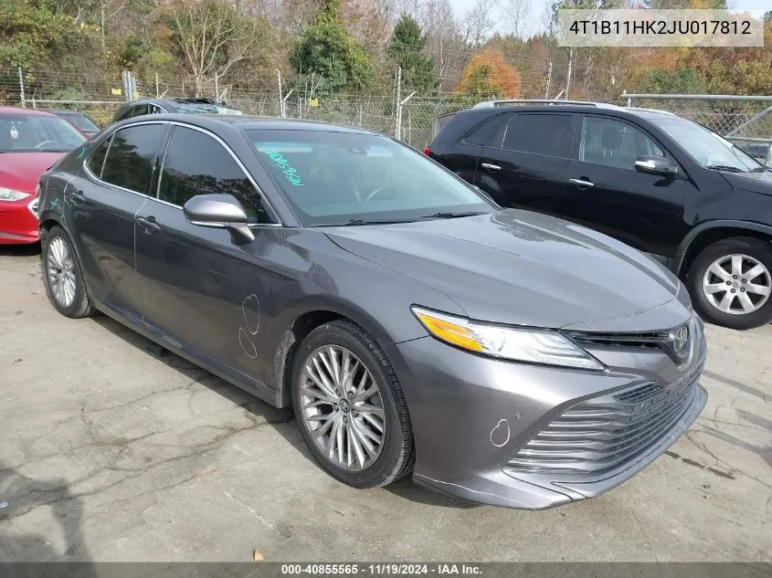 2018 Toyota Camry Xle VIN: 4T1B11HK2JU017812 Lot: 40855565