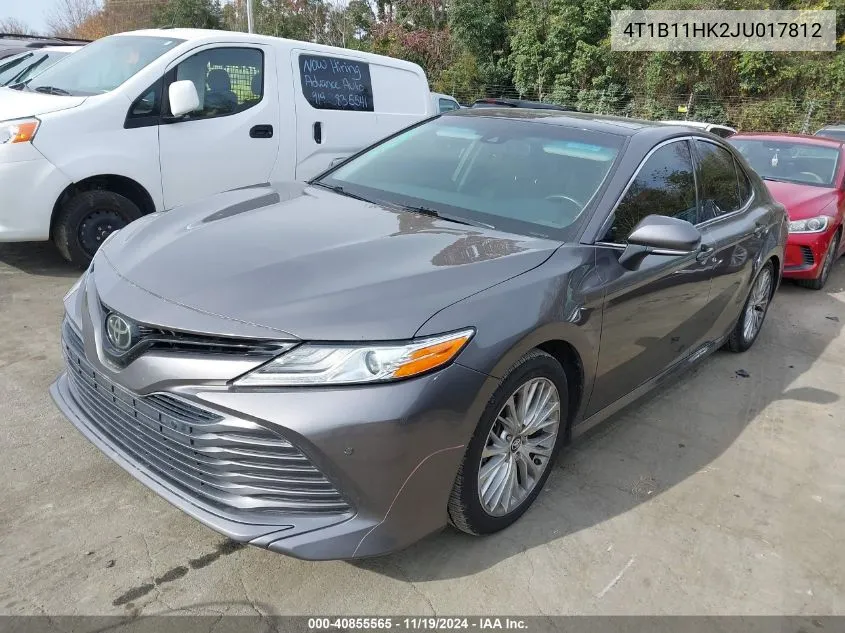 2018 Toyota Camry Xle VIN: 4T1B11HK2JU017812 Lot: 40855565