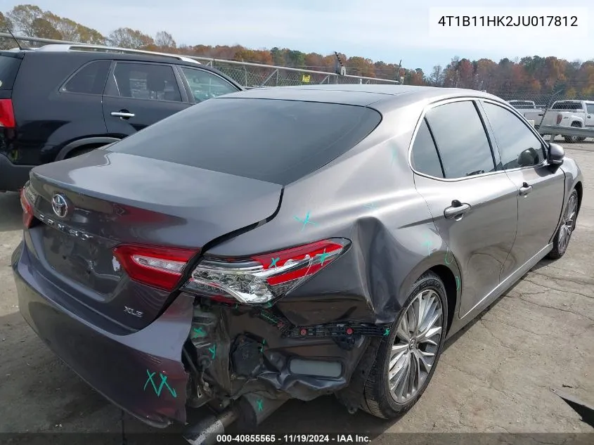 2018 Toyota Camry Xle VIN: 4T1B11HK2JU017812 Lot: 40855565