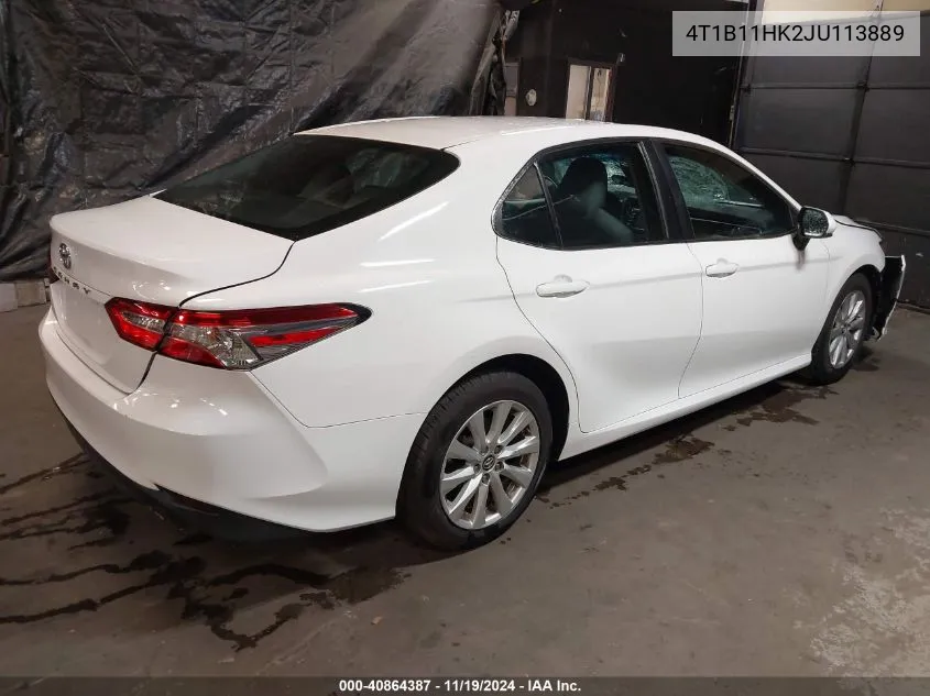 2018 Toyota Camry Le VIN: 4T1B11HK2JU113889 Lot: 40864387