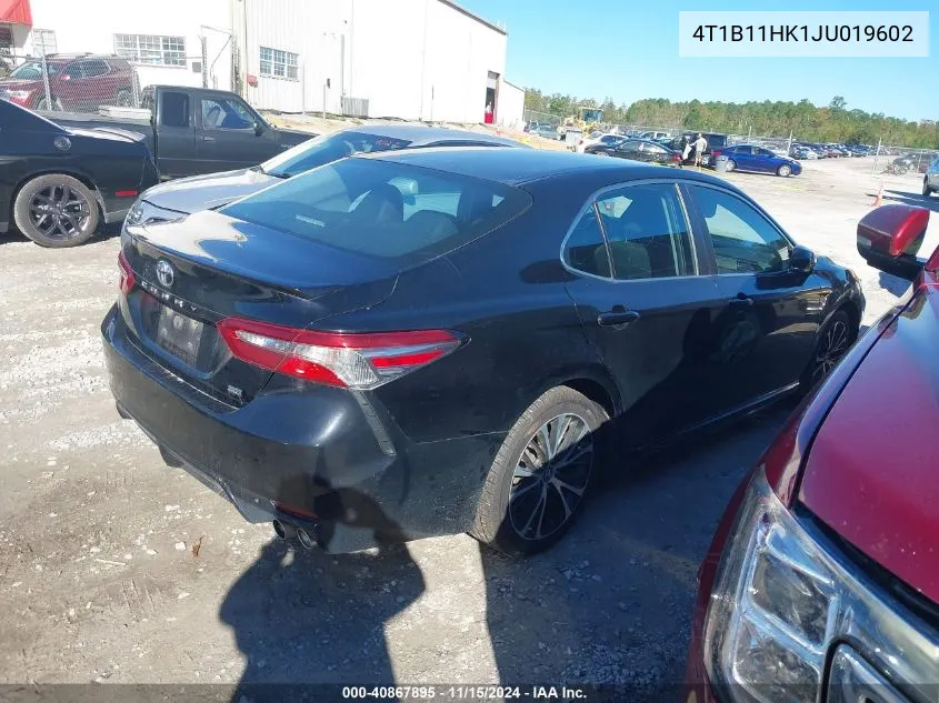 2018 Toyota Camry Se VIN: 4T1B11HK1JU019602 Lot: 40867895