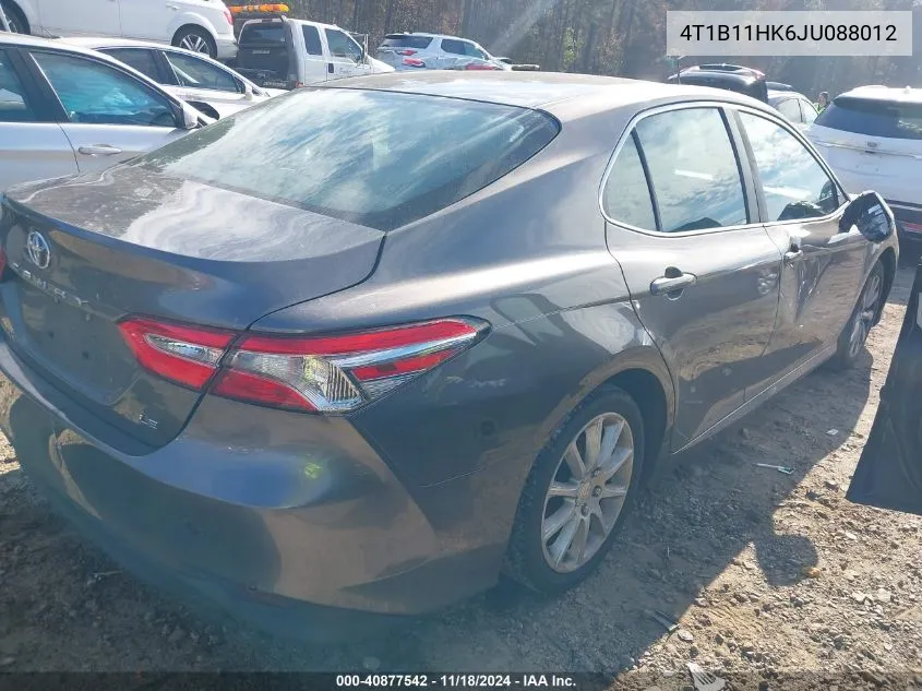 2018 Toyota Camry L/Le/Xle/Se/Xse VIN: 4T1B11HK6JU088012 Lot: 40877542