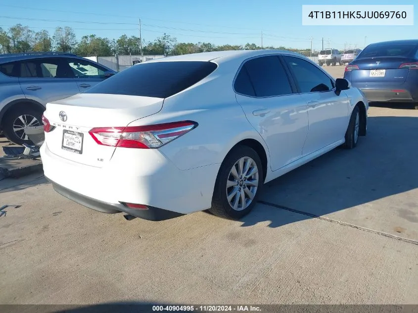 2018 Toyota Camry Le VIN: 4T1B11HK5JU069760 Lot: 40904995