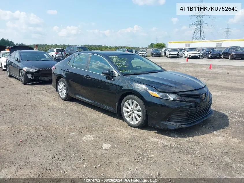 2019 Toyota Camry Le VIN: 4T1B11HK7KU762640 Lot: 12074762