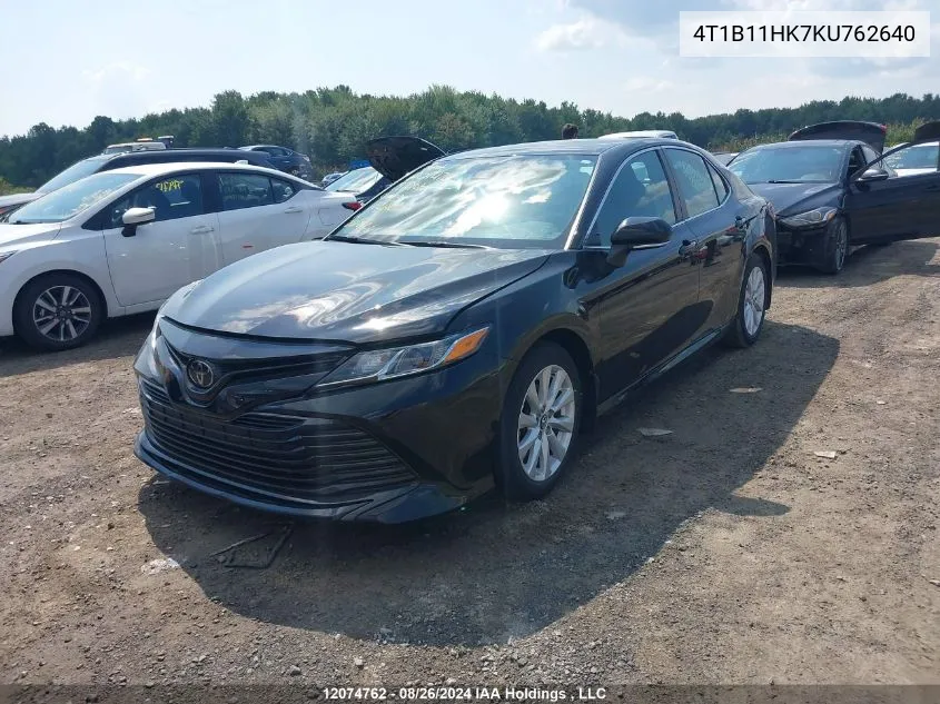 2019 Toyota Camry Le VIN: 4T1B11HK7KU762640 Lot: 12074762