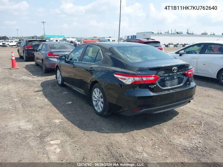 2019 Toyota Camry Le VIN: 4T1B11HK7KU762640 Lot: 12074762