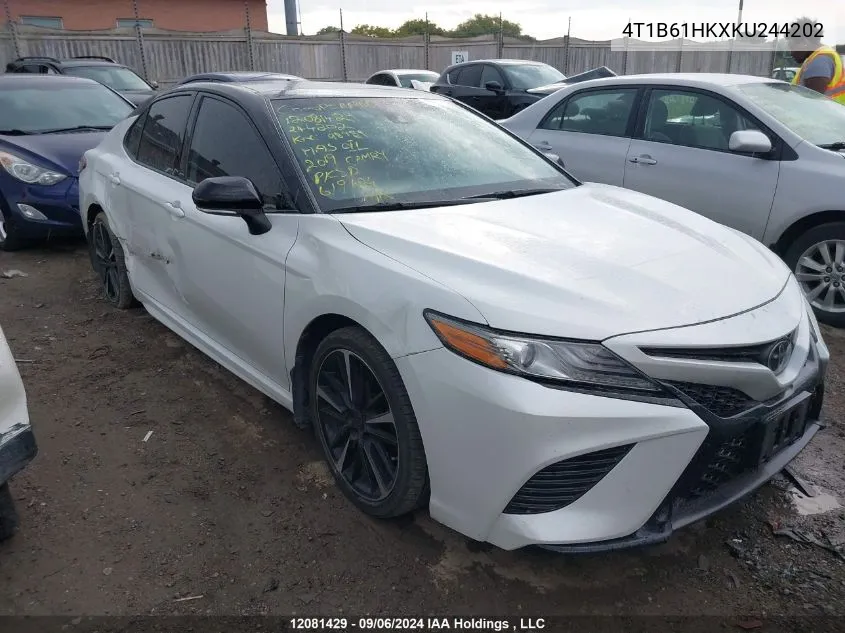 2019 Toyota Camry Xse VIN: 4T1B61HKXKU244202 Lot: 12081429